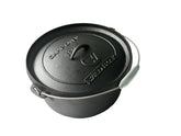Cast Iron 12 Quart Heavy Duty Pre-Seasoned Round Camp Oven with Lip and Handle